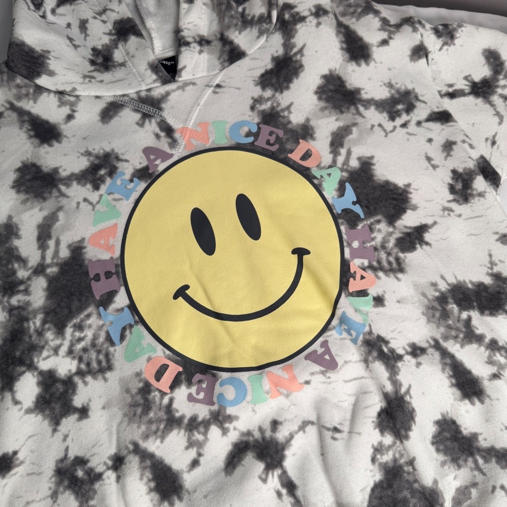Art Class Girls Large 10/12 Tie Dye Smiley Face Hoodie Sweatshirt Cute NWT
